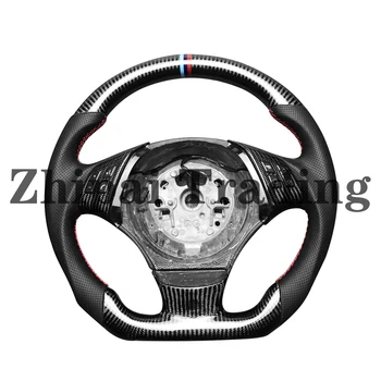

Carbon fiber sreering wheel Perforated leather with button For BMW E90 assembly Without shifter paddles Without airbag