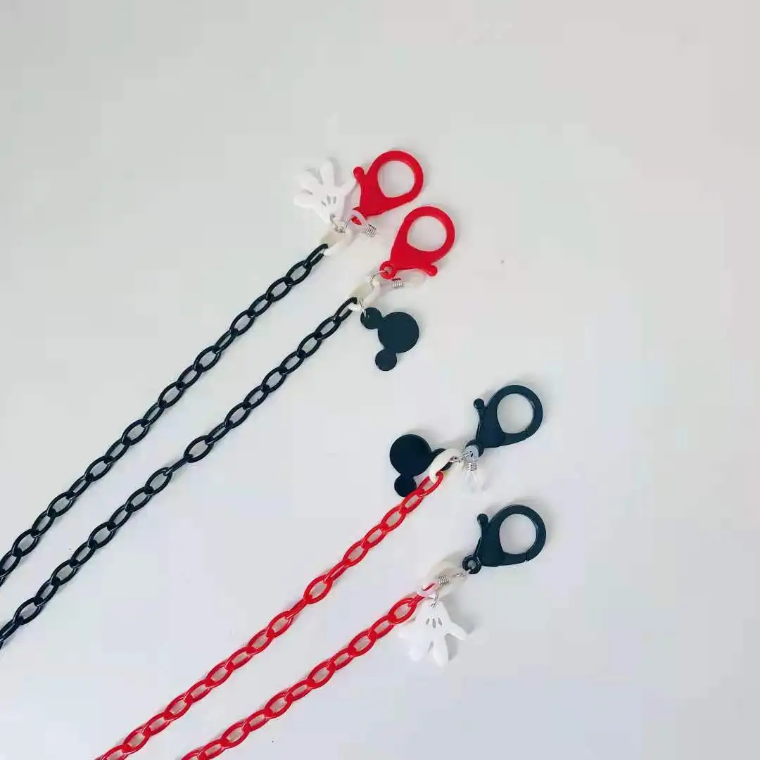 New creative cartoon mouse acrylic mask chain glasses chain mask with hanging chain mask anti-drop rope