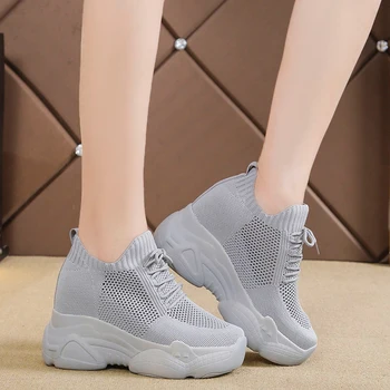 

Women Sneakers Platform Breathable Air Mesh Wedge Sock Shoes Hidden Heels Woman 2020 Spring Casual Shoes Zapatos De Mujer