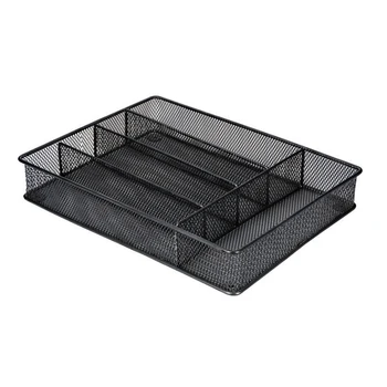 

5 Compartments Utensil Drain Drawer Flatware Organizer Silverware Holder Modern Carbon Steel Cutlery Tray Hotel Non-Slip Spoon