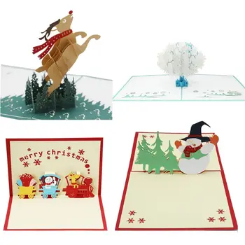 

3D POp Up Christmas Cards 4 Pack Blank Greeting Holiday Cards with Envelope