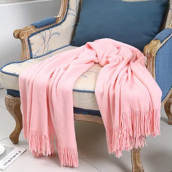 

Home Knitted Baby Plaid Beach Manta Chair Blanket Covering Lounge Recliner Shawls