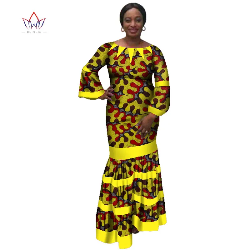 Новое Африканское женское платье Базен Дашики Африканский принт платья для женщин хлопок женская одежда с круглым вырезом 6xl 5xl натуральный WY3173 - Цвет: 13