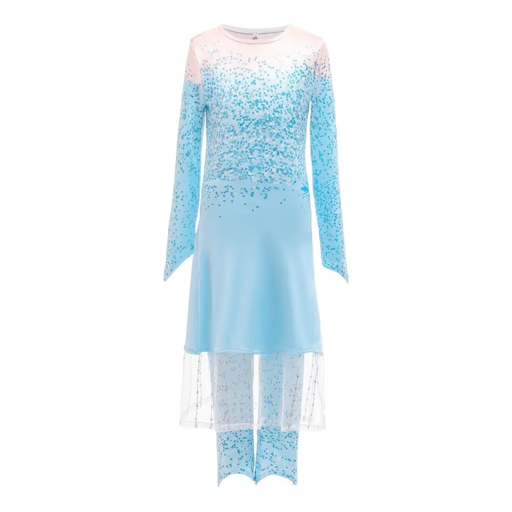 Г. Лидер продаж! Новое платье Снежной Королевы Эльзы синий костюм для косплея для детей, платье для девочек, пальто, леггинсы Рождественский подарок с короной