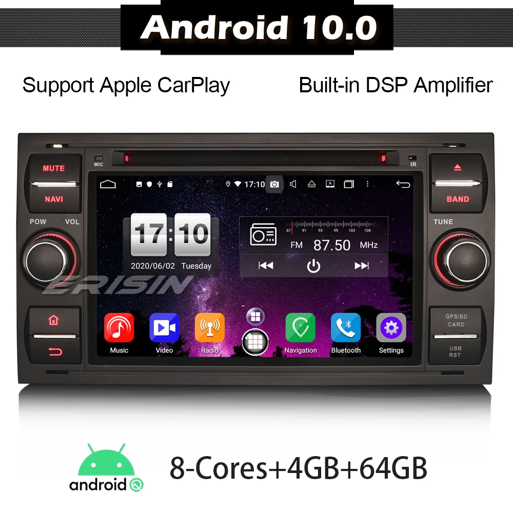 8766 Android 10 автомобильное стерео радио для FORD FOCUS FIESTA KUGA GALAXY C Max CD Авторадио DVD плеер