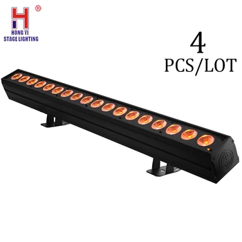 

LED Wash Lights 18x15W LED 5in1 RGBWA Dmx512 Control Color Mixing Wall Washer Light For DJ Party Stage Lighting (4pcs/lot)