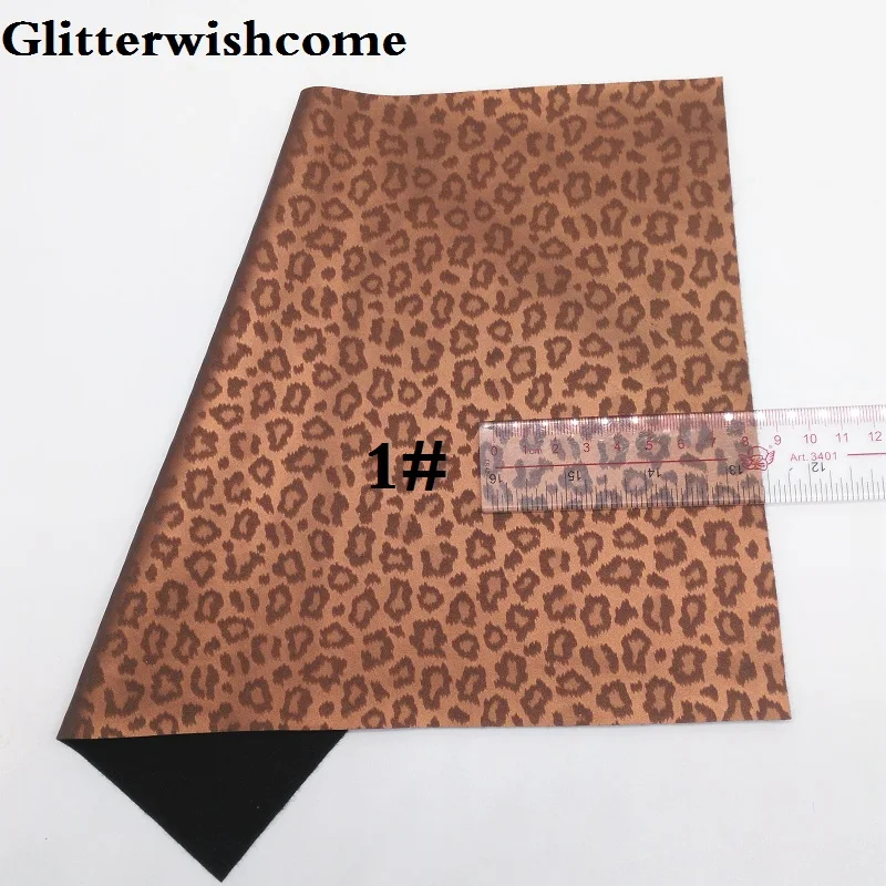 Блестящее изделие 21X29 см A4 Размер Vinil Para Lazos, листы из искусственной кожи, леопардовая искусственная кожа для бантов, GM211A - Цвет: 1