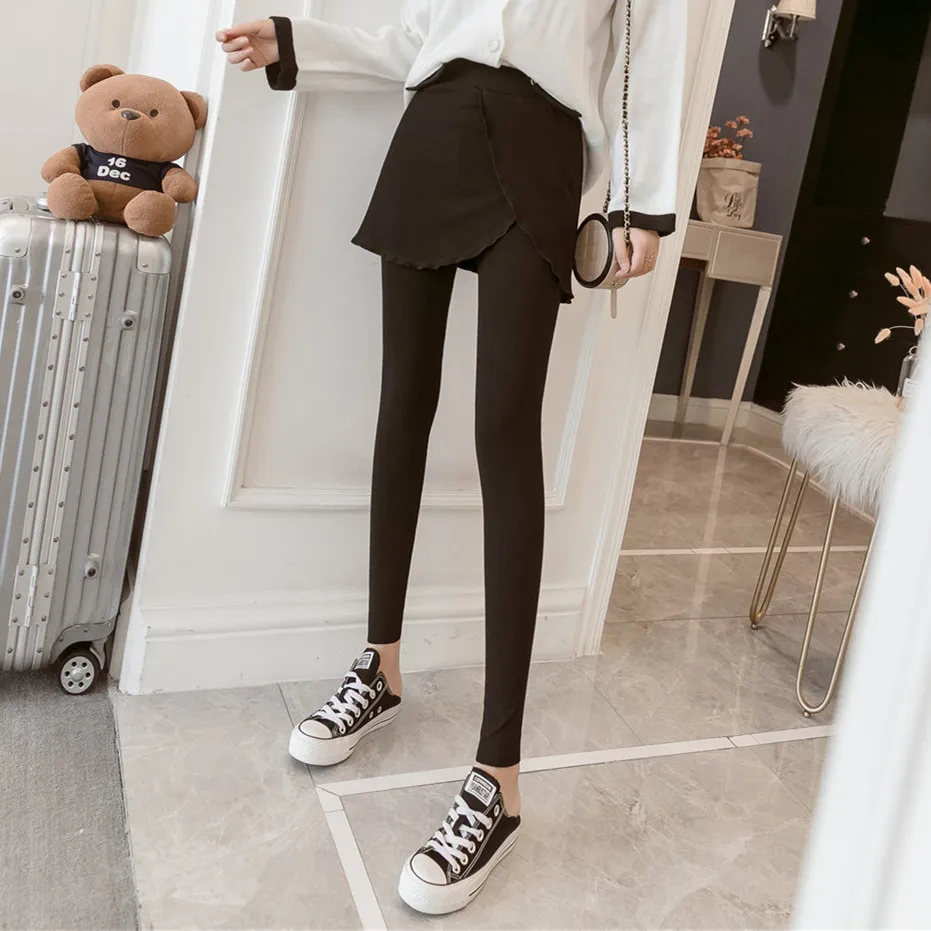 spring and autumn Skirted Leggings for Women Fake Two Pieces Plus Size 4XL Cotton High Waist Leggings Skirt resilient soft