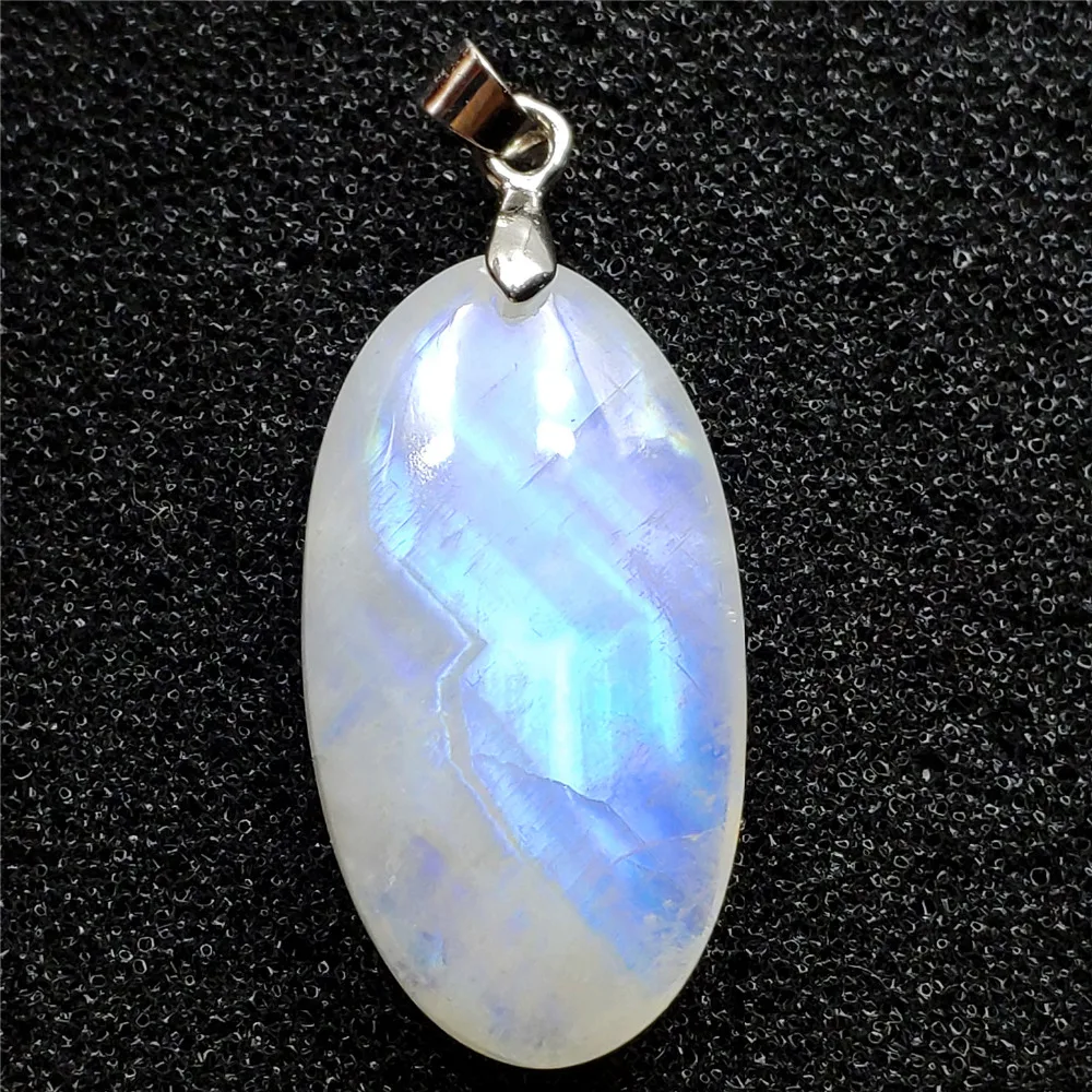 Настоящий натуральный лунный камень, синий светильник, кулон, женские вечерние, подарок, 30x17x7 мм камень «reiki» 925 Серебряное ожерелье со стразами AAAAA