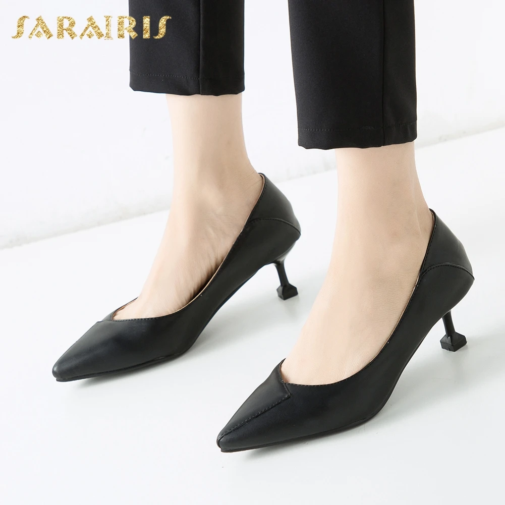 

Sarairis New Arrivals 2020 Wholesale Pointed Toe Concise Pumps Woman Shoes Slip On Strange Style Office Lady Shoes Women Pumps