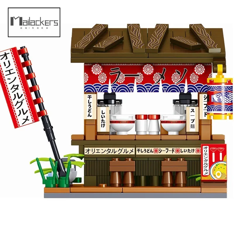 Blocks Japan Featured Japanese RAMEN Shops City Street View Mini Creative Assembly Relaxing Toys Brinqueos Drop Shopping | Игрушки и