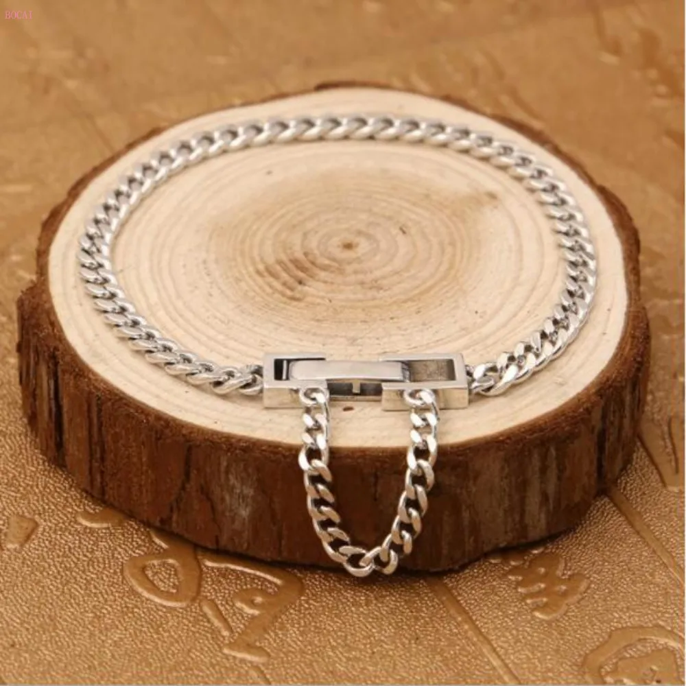 Стиль S925 чистое серебро модный тренд Ретро ювелирные изделия тайский серебряный простой браслет для мужчин и женщин влюбленных