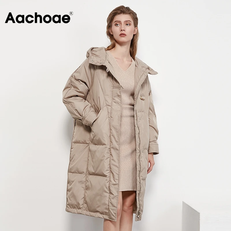 Aachoae Winter Women Coats 2020 Solid Color