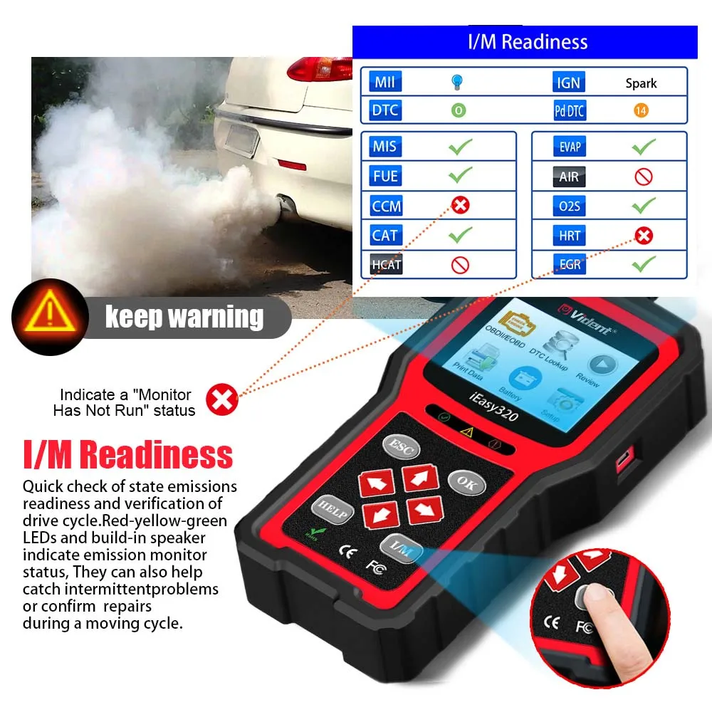 VIDENT iEasy320 CAN OBDII/EOBD считыватель кодов OBD2 автомобильный диагностический сканер PK KW850