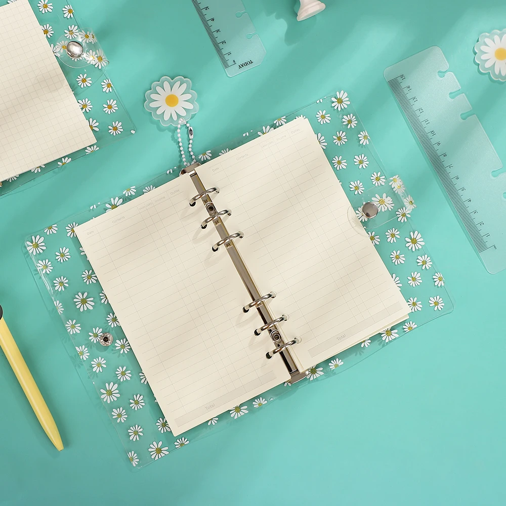 JIANWU-Mini carpeta literaria transparente de PVC para estudiantes, cuaderno de papelería, suministros escolares, Kawaii, Little Daisy A6/A7
