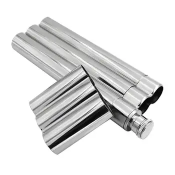 

Stainless Steel Hip Flask Flagon Polishing Mirror Cigar Tube Shape 2 Ounces 60ML