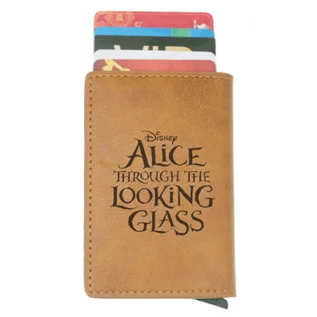 

Fashion Alice in Wonderland Design Rfid Card Holder Men Women Wallets Short Purse Leather Slim Wallets Mini Wallet Gifts
