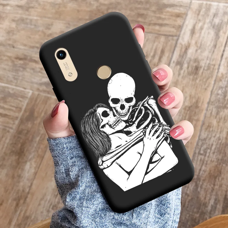 Personality Black For Honor 8A Pro Case Personality Tide Shell  For Huawei Y6 Prime 2019 CaseCute Cat For HUAWEI Y6S Fundas Case phone pouch bag Cases & Covers