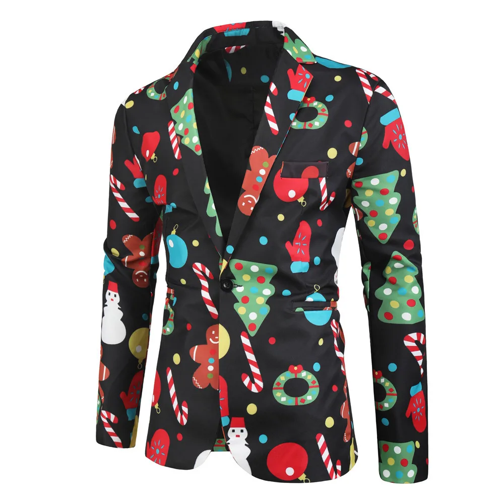 

2019 Autumn And Winter New Style Europe And America Men's 3D Fun Printed Suit Jacket Christmas Leisure Suit Coat Men's