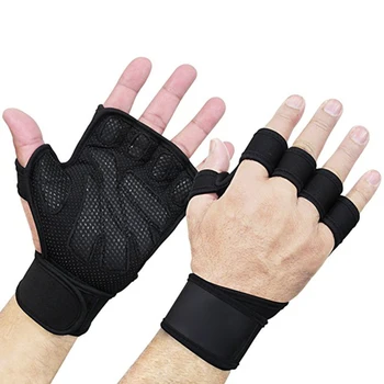 

Men's Weight Lifting Gloves Leather Padded Gym Fitness Training Gloves Body Building Straps Fitness Supplies