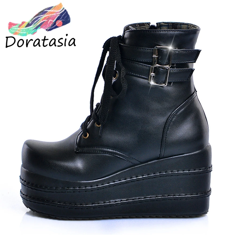 

Women's 2019 INS HOT fashion big size 31-50 platform wedge heels ankle boots woman shoes cool street shoes women cosplay boots