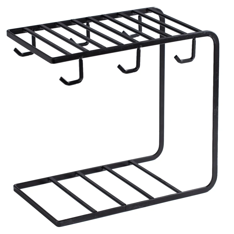 JGS Premium - Mug houder RVS met 6 haken - Koffiemokhouder voor op het aanrecht met JGS Premium - Mug houder RVS met 6 haken - Koffiemokhouder voor op het aanrecht met