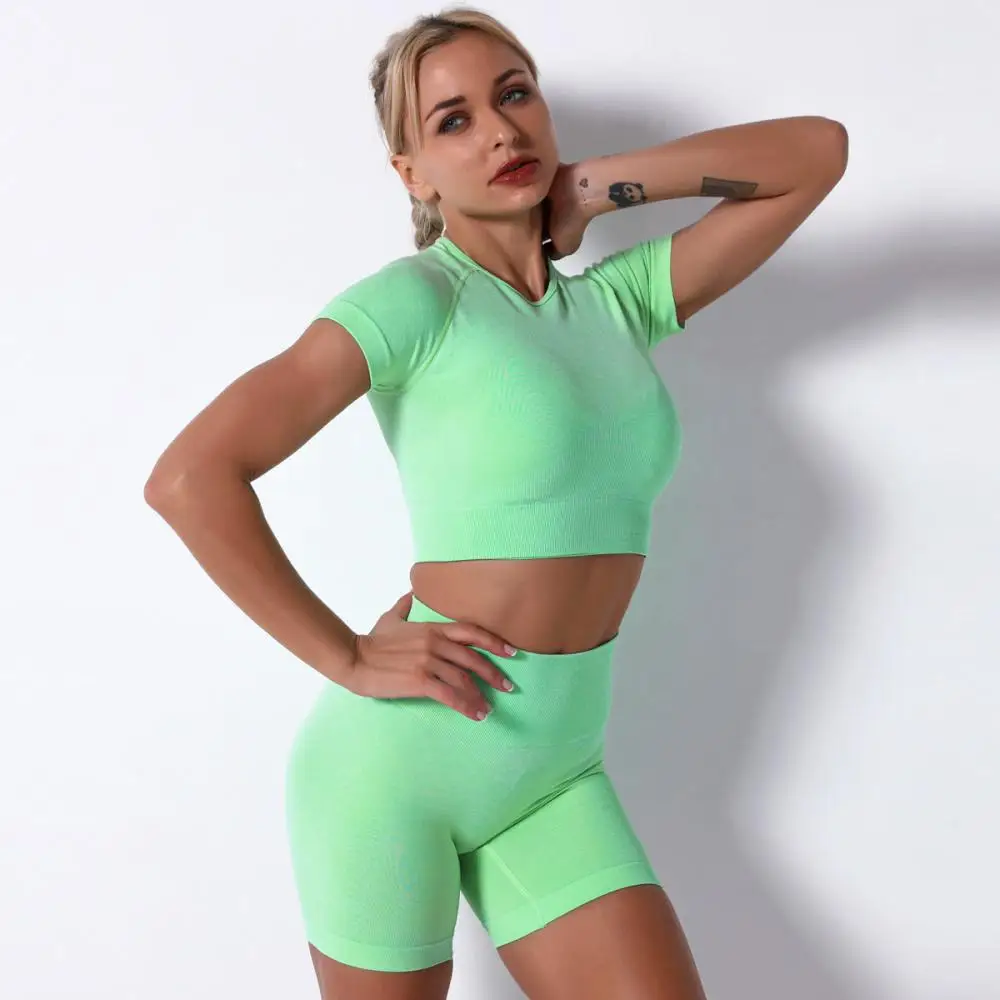 

2Pcs Seamless Gym Set Women Yoga Gym Suit Sport Bra Push Up Leggings Workout Clothing Fitness Tracksuit Women Yoga Sport Shirts