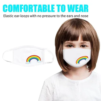 

1Pcs Children Rainbow Bandanas Double Layered Face Mask Reusable Washable Breathable Face Mask For Kids mascarilla reutilizable