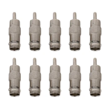 

10pcs/pack Universal BNC Female TO RCA Male Plug Adapter Connector for CCTV/DVR/AV Devices Accessories Silver High Quality