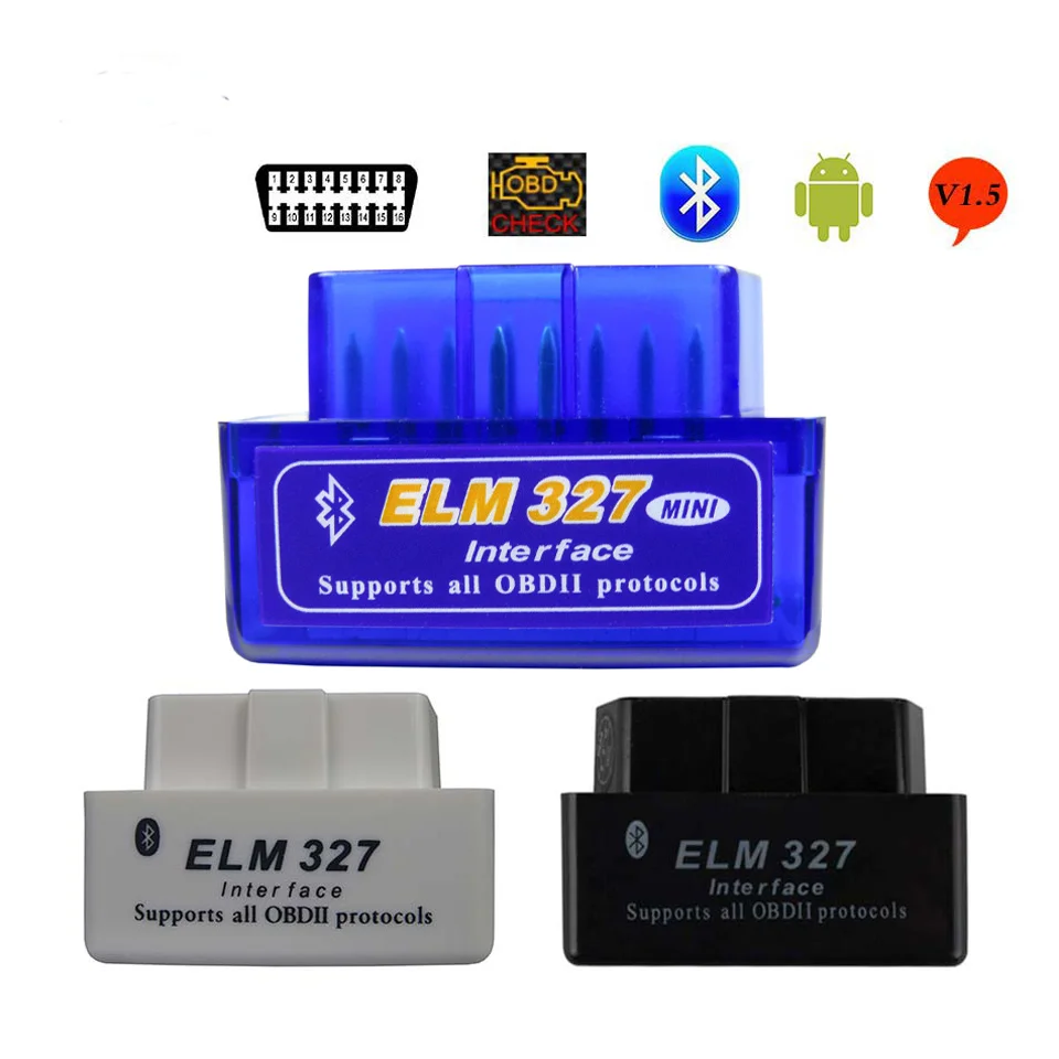 Bluetooth V1.5 Elm327 Obd2 Car Diagnostic Tools Elm-327 V 1.5 OBD 2 II Interface ELM 327 OBDII Code Readers Scanner For Android