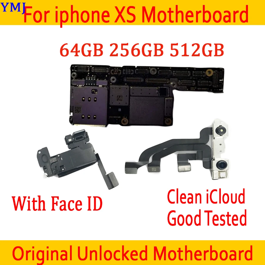 

100% Unlocked Motherboard For iPhone XS Original main board With/Without Face ID Free iCloud IOS Logic Board With Full Chips MB