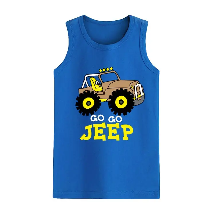 

2023 Summer Children's Clothes Boys T-shirts Sleeveless Cotton O Neck Boy T-shirt For Kids Boys Cartoon Sports Vest Tops Tees