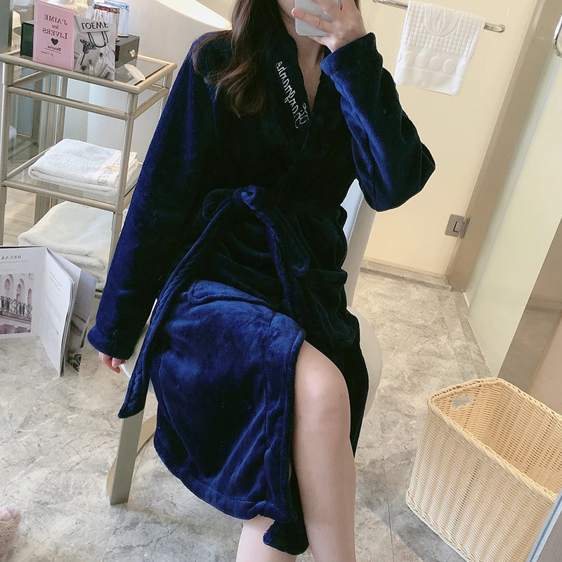 2021 Women's Winter Coral Velvet Robe Warm Long Bathrobe Thick Athrobe Pajamas Thickened Robe Sets пижама женская Sleep Lounge
