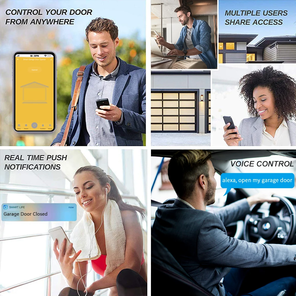 tuya vida inteligente porta garagem abridor de sensor sem fio controlador wi fi interruptor alexa eco google casa diy controle remoto voz portal 01