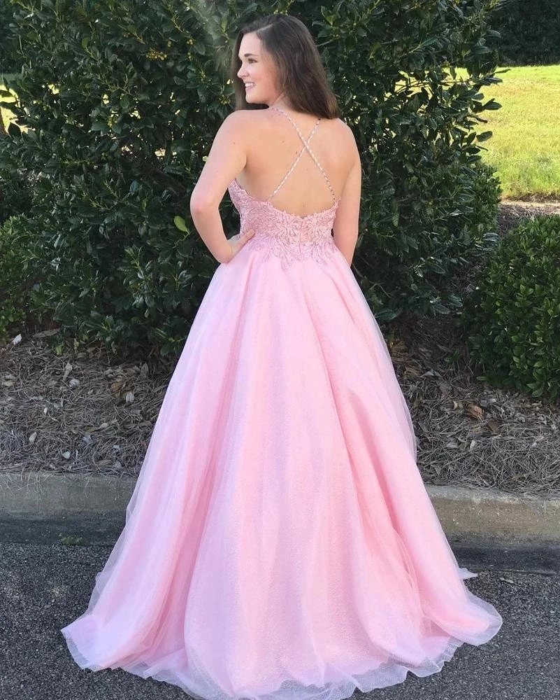 baby pink evening dress