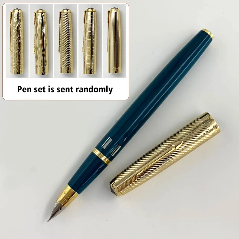 Перьевая ручка Wing Sung 601A Twill Golden cap, вакуумная перьевая ручка, тонкий перьевая ручка с окошком, Голубое озеро, хорошее перо, школьные офисные принадлежности - Цвет: C