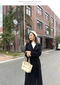 

Double-sided cashmere coat female black 2020 Korean woolen cloth wool coat women double-faced cashmere coat women tweed jacket