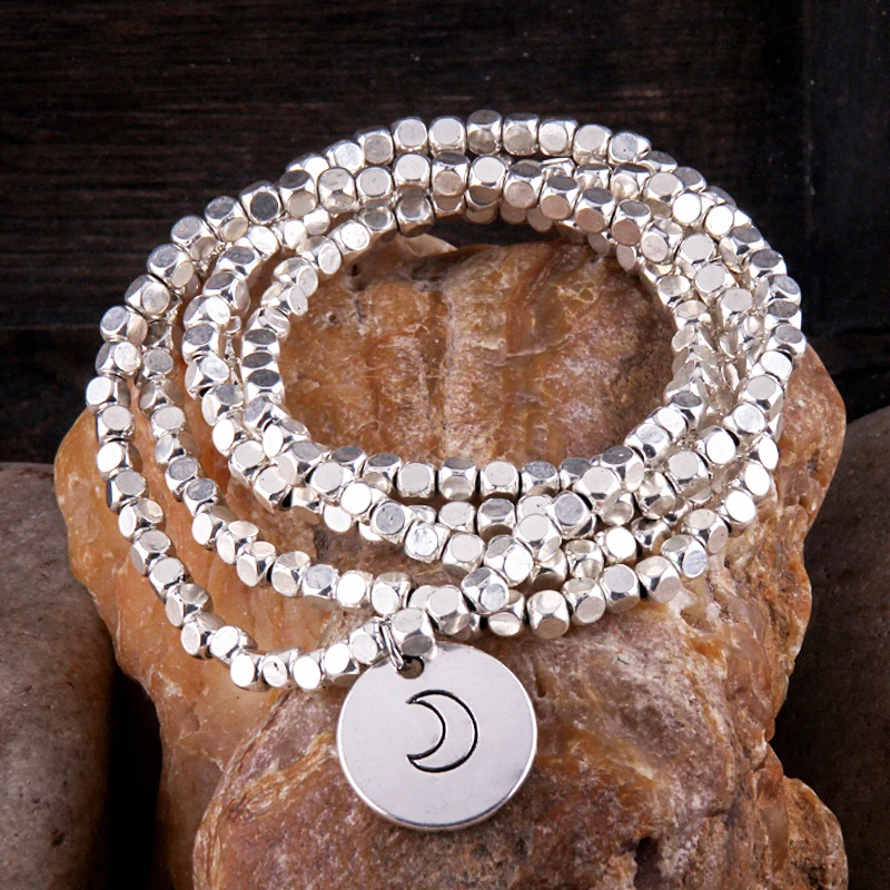 Dream Moon Charm Bracelet, Square Beads, Five