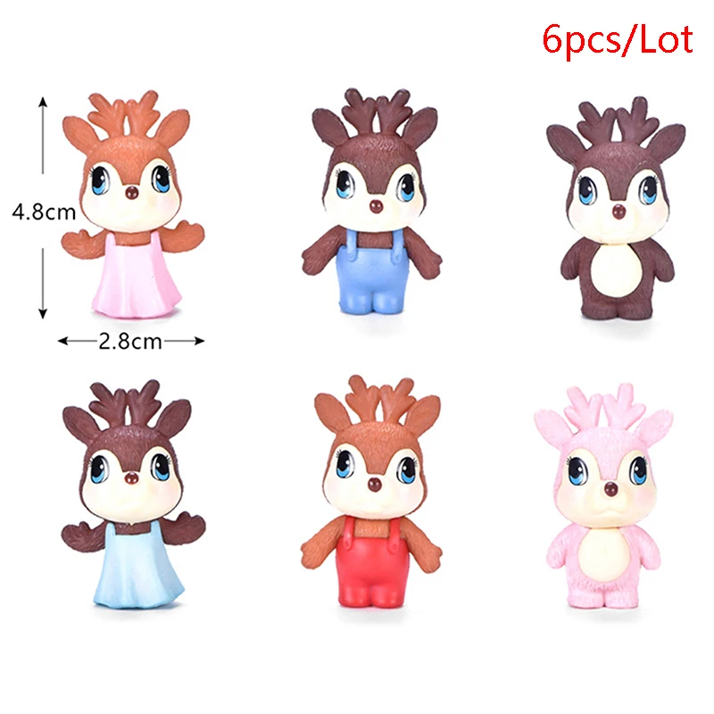 Lovely Deer Family Model Cartoon Animal Figurine Dollhouse Cake Home Decor
