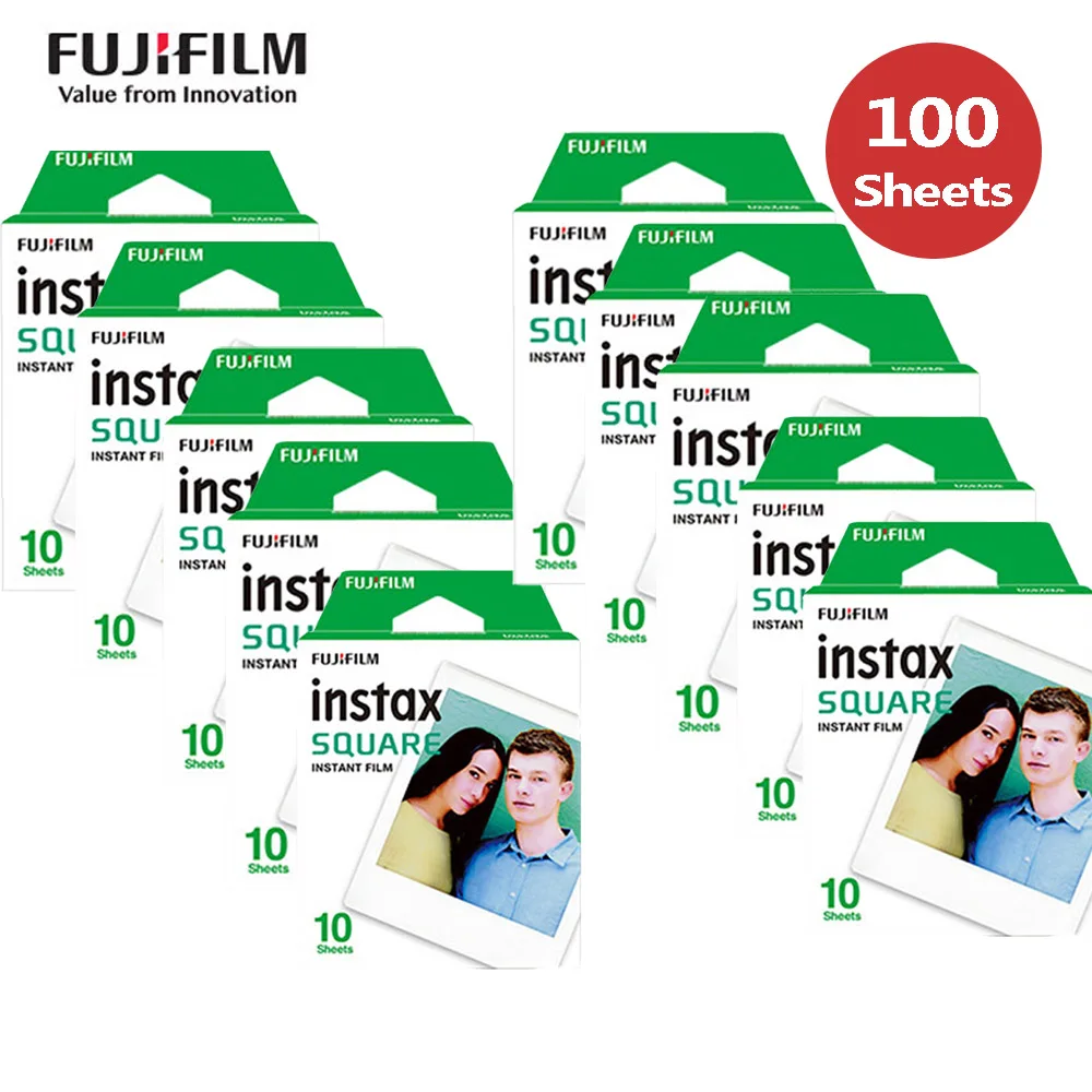 Фотобумага Fujifilm Instax квадратная пленка 10-100 листов для Fuji Instax квадратная SQ6 SQ10 SQ20 для смартфона Instax SP-3 - Цвет: 100 Sheets