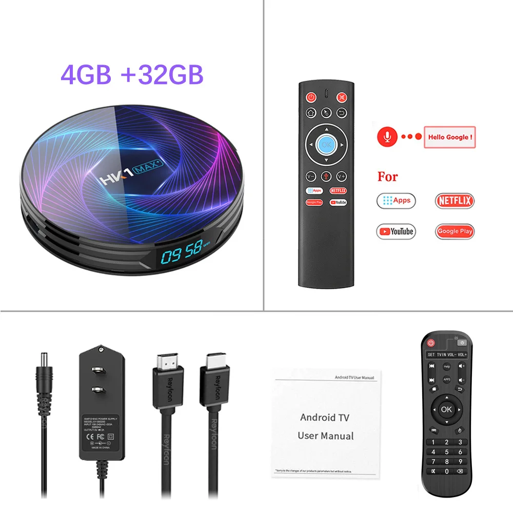 4G 32G T1 Wireless HK1 MAX Plus ТВ приставка Android 9,0 Восьмиядерный Rockchip RK3368PRO USB3.0 1080P H.265 4K 60fps Google плеер Netflix Youtube медиа pla - Цвет: 4G 32G T1 Wireless