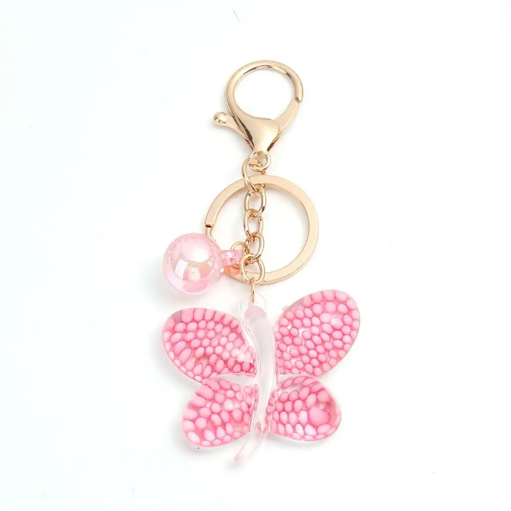 

8Seasons Keychain & Keyring Gold Color Metal Cute Colorful Butterfly Animal Sequins For Women Gift Jewelry 10.7cm x 5cm, 1 Piece