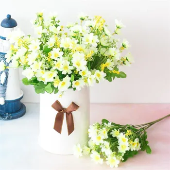 

10Pcs 7 Branches Daisy Fake Flowers 28 Heds Silk Chrysanthemum Artificial Flowers Decoration for Home Garden Office Decor