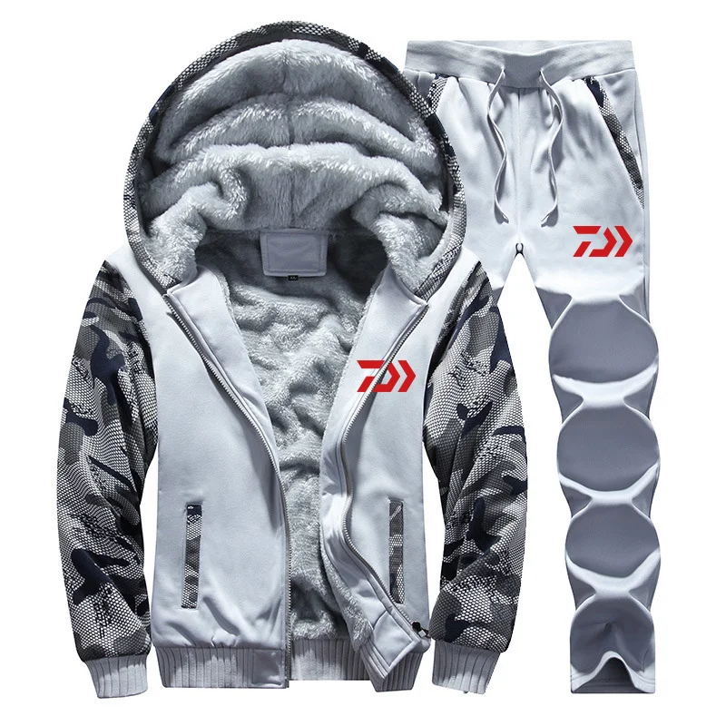 Комплект одежды для рыбалки, Осень-зима, уличные спортивные камуфляжные походные рубашки и штаны для рыбалки, мужские куртки с капюшоном для рыбалки