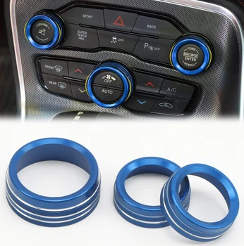 

For Dodge Challenger 2015-2019 ABS Interior Air Conditioner Switch Button Cover Ring Trim 3PCS Car Accessories