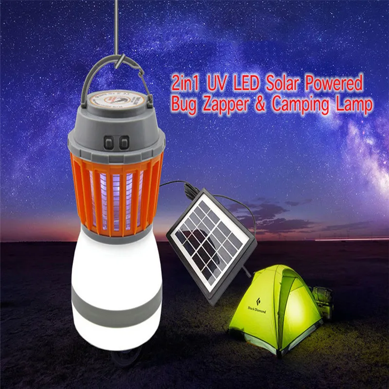 2in1 Portable Solar LED Night Light Double Use Lamp UV LED Electric Charging Fly Insect Bug Pest Mosquito Drive Away Night Trap