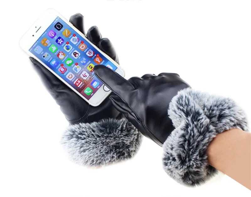Женские зимние теплые перчатки черные кожаные теплые варежки с сенсорным экраном ветрозащитные противоскользящие дышащие сенсорная перчатка Tactico 1 пара