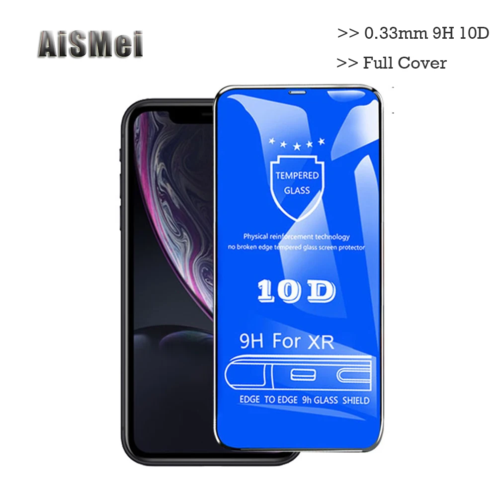 AiSMei 10D полное покрытие защитное стекло на iPhone 7 8 6s 6 Plus защитная пленка экран для X XR