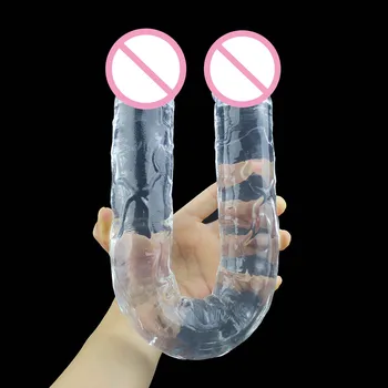 Jelly Dildo Realistic Penis Double Head Dildo Vaginal Anal Plug Sex Toys For Woman Masturbator Lesbian Orgasm Toys 4