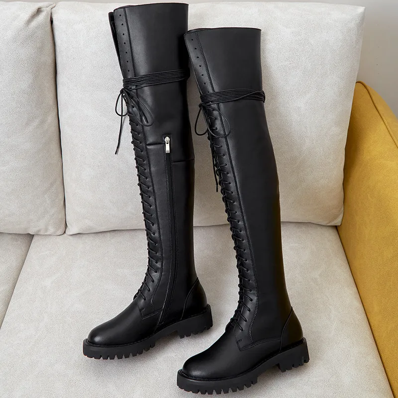 MORAZORA/ горячая распродажа; новые Брендовые женские сапоги; однотонные черные ботфорты из натуральной кожи; зимняя обувь на низком каблуке с круглым носком
